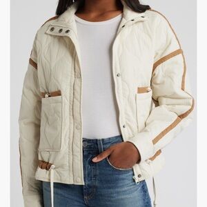 Women's Cream and Tan Quilted Jacket